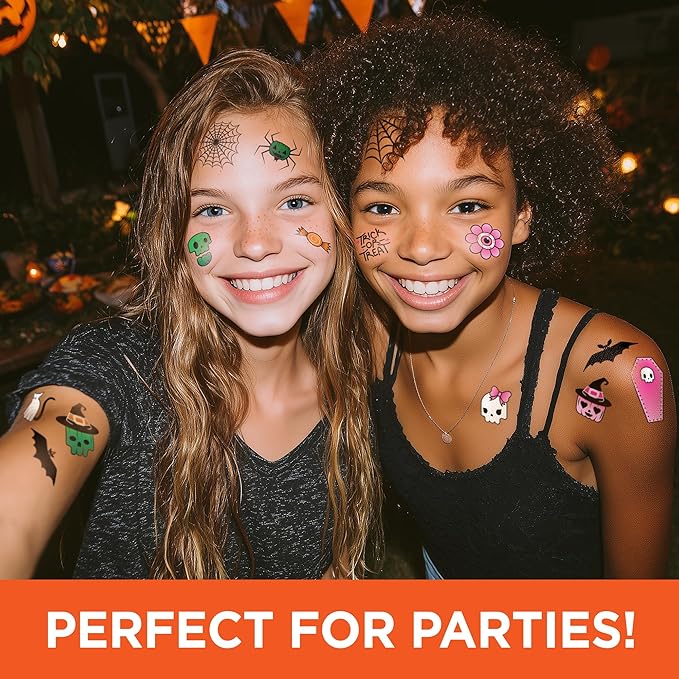Spooky Halloween Temporary Tattoos Variety Pack – 100+ Scary Designs for Kids & Adults, Includes Ghosts, Skulls, Pumpkins & Bats, Halloween Party Favors & Trick-or-Treat Handouts