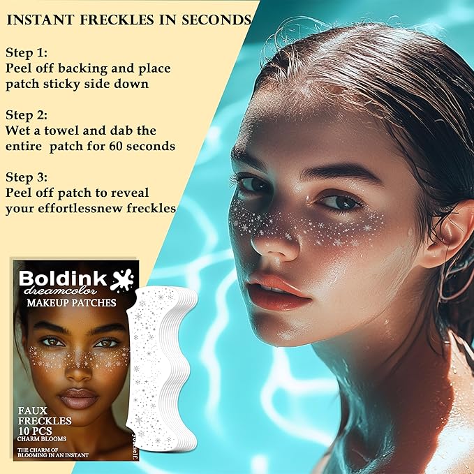 10 Pcs Makeup Patches - Glitter Freckles, Waterproof Face Glitter Speckles, Temporary Face Freckles (Silver Snowflake)