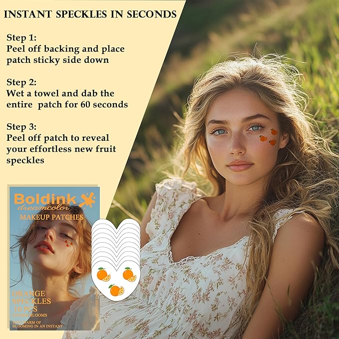 10pcs Orange Waterproof Speckle Makeup Patches, Temporary Facial Tattoos for Adults