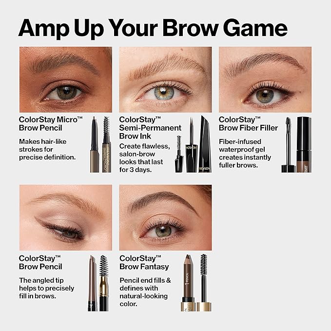 Revlon ColorStay Micro Eyebrow Pencil with Built In Spoolie Brush, Infused with Argan and Marula Oil, Waterproof, Smudgeproof, 457 Soft Black, 0.003 oz (Pack of 2)