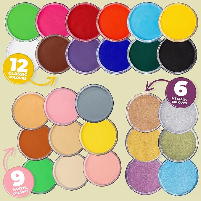 Blue Squid Face Paint Water Based Single Cake Professional Face Paint & Body Paint - Water Activated, Kids Adults Face Painting for Costume, Halloween Makeup, Cosplay - Pastel Pink Face Paint 30g