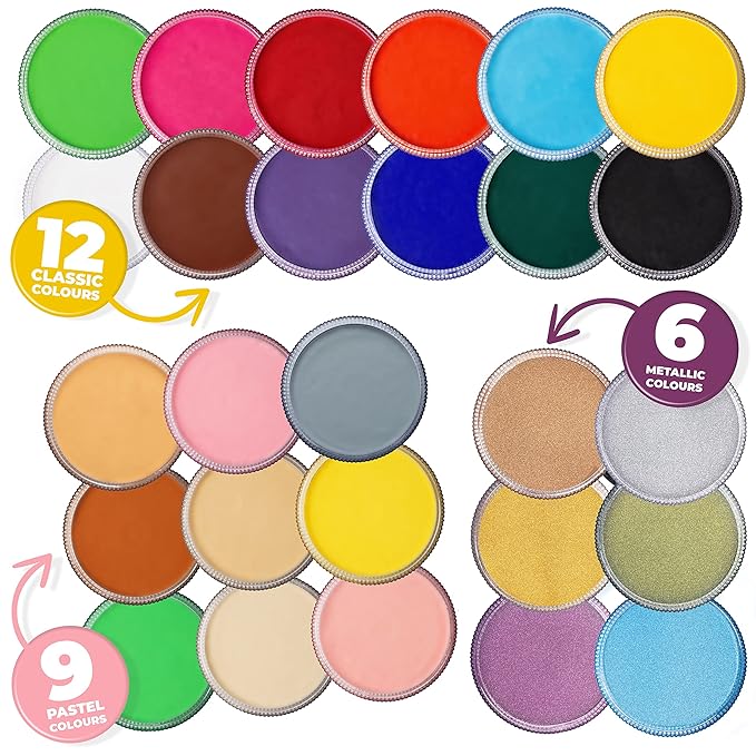 Blue Squid PRO Face Paint - Professional Water Based Single Cake Facepaint & Body Paints - SFX Makeup, Kids Adults Face Painting for Costume, Halloween, Cosplay - Classic Black & White 30g / 1oz