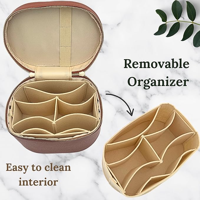 JAZD Vanity Case Makeup Bag with Removable Organizer Divider, Travel Toiletry Cosmetic Organizer for Women