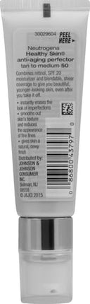 Neutrogena Healthy Skin Anti-Aging Perfector Tinted Facial Moisturizer and Retinol Treatment with Broad Spectrum SPF 20 Sunscreen with Titanium Dioxide, 50 Tan to Medium, 1 fl. oz (Pack of 2)
