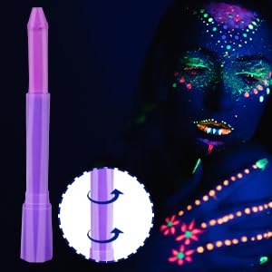 18 Pack Glow in The Dark Paint, Face Body Paint Sticks Makeup Painting Kits for Kids Adult, Neon UV Crayons Kit for Halloween and Parties