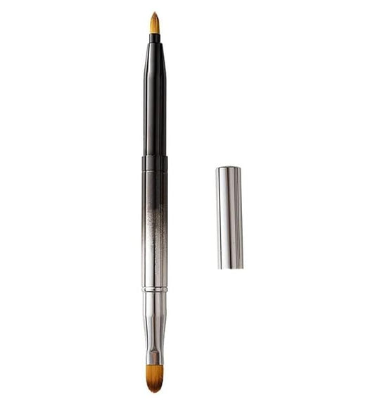 Exquisite Professional Lip Brush Applicators-Retractable Lipstick Brushes- Lipstick Gloss Makeup Brush Tool For Women and Girls (Two-Head-Gradient Black)