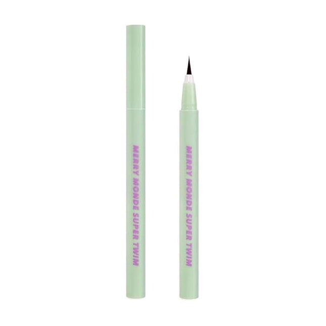 Merrymonde Super Twim Long Lasting Eyeliner - Vegan Easy Ultra-Fine Felt Tip Pen Liquid, Korean, Kbeauty Waterproof Mechanical Multicolor Eye Liner Makeup (02 Dark Brown)