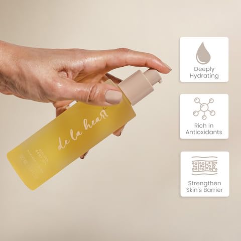 de la heart Golden Body Oil 3.4 fl oz | Nourishing Lightweight Body Moisturizer for Radiant, Silky Skin | Fast-Absorbing Natural Oil Blend with Subtle Glow | Hydration & Softness for All Skin Types