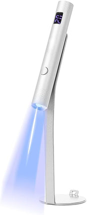Handheld Nail Lamp Pen with Bracket,Portable Nail Lamp for Gel Nails Rechargeable Nail Dryer,Timeable Nail Enhancement Light for Home DIY Manicure Salon-White