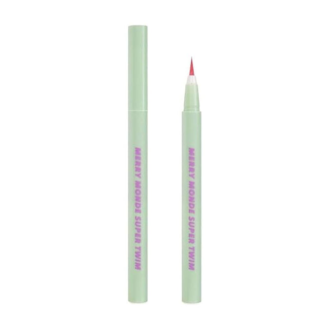 Merrymonde Super Twim Long Lasting Eyeliner - Vegan Easy Ultra-Fine Felt Tip Pen Liquid, Korean, Kbeauty Waterproof Mechanical Multicolor Eye Liner Makeup (04 Salmon Pink)