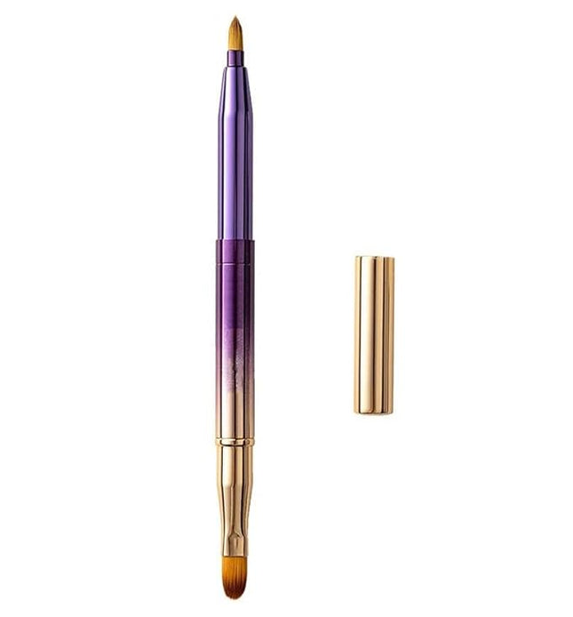 Exquisite Professional Lip Brush Applicators-Retractable Lipstick Brushes- Lipstick Gloss Makeup Brush Tool For Women and Girls (Two-Head-Gradient Purple)