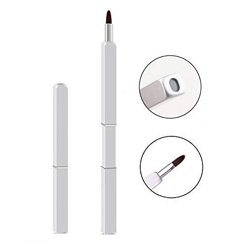 Exquisite Professional Lip Brush Applicators-Retractable Lipstick Brushes- Lipstick Gloss Makeup Brush Tool For Women and Girls (Silver)