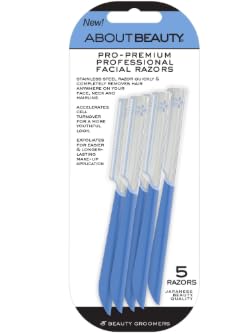 About Face Pro-Premium Facial Razors - 5 Beauty Groomers for Hair Removal, Ideal for Shaving, Exfoliating and Brow Shaping, Japanese Stainless Steel Gently Removes Facial Hair
