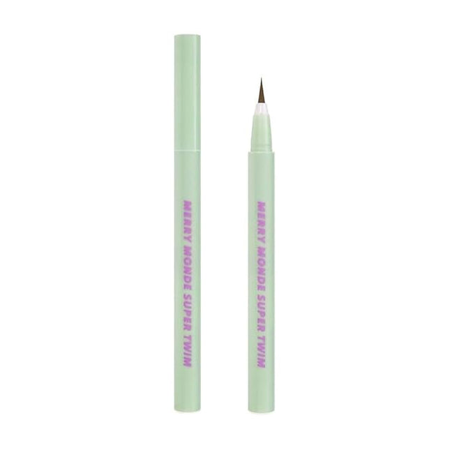 Merrymonde Super Twim Long Lasting Eyeliner - Vegan Easy Ultra-Fine Felt Tip Pen Liquid, Korean, Kbeauty Waterproof Mechanical Multicolor Eye Liner Makeup (03 Light Brown)