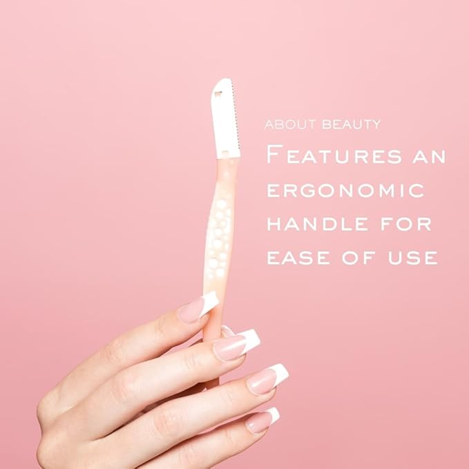 About Face Fuzz-Free Facial Razors - 3 Beauty Groomers for Hair Removal, Ideal for Shaving, Exfoliating, Dermaplaning and Brow Shaping, Japanese Steel Gently Removes Facial Hair