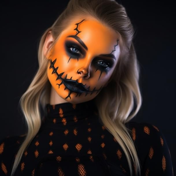 BOBISUKA Orange Face Body Paint, High Pigmented Face Painting Kit for Halloween Makeup, Scary Pumpkin, Tiger Cosplay, Costume, SFX Special Effect and Theme Parties（2.1 Fl.oz）