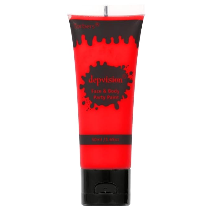 Depvision Face and Body Paint 1.7oz Cream Makeup 50ml Water Based Face Painting Special Effects For Adults Children Kids Halloween Christmas Party Stage Cosplay (Red)