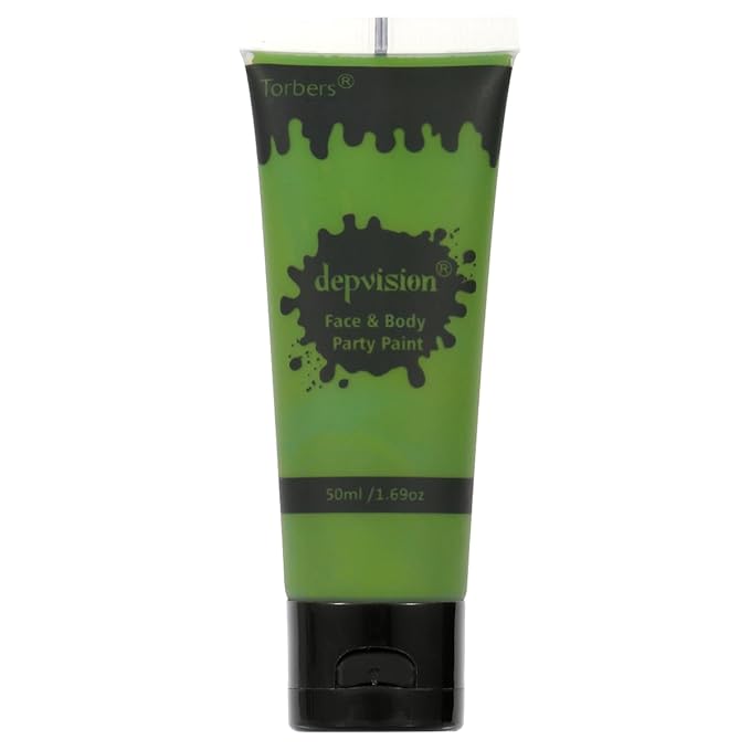 Depvision Face and Body Paint 1.7oz Cream Makeup 50ml Water Based Face Painting Special Effects For Adults Children Kids Halloween Christmas Party Stage Cosplay (Dark Green)