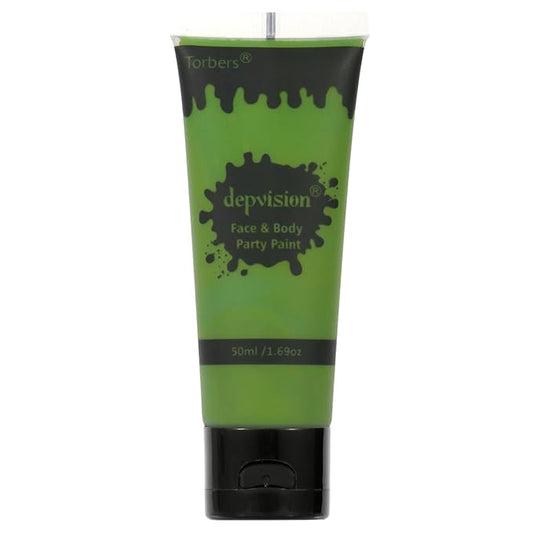 Depvision Face and Body Paint 1.7oz Cream Makeup 50ml Water Based Face Painting Special Effects For Adults Children Kids Halloween Christmas Party Stage Cosplay (Dark Green)