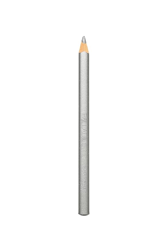 Palladio Glitter Eyeliner Pencil, Longlasting Creamy Cosmetic, Shimmer Eye Liner, Buttery Smooth Tip, Professional Makeup Glittery Pencil, Sharpenable, Silver Sparkle