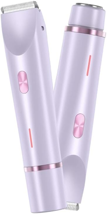 2 in 1 Dual Head Bikini Trimmer Women Electric Shaver,Waterproof Wet & Dry Use Body Hair Trimmer and Facial Hair Remover for Bikini Underarm Leg Arm Body Face (Purple)