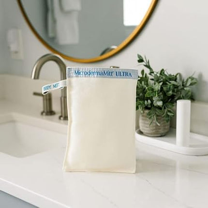 MicrodermaMitt ULTRA Exfoliating Mitt - The Ultimate Deep Exfoliating Body Scrubber Kese Glove – Keratosis Pilaris, Strawberry Skin Treatment, Reduce Ingrown Hair, Turkish Body Scrubber Exfoliator