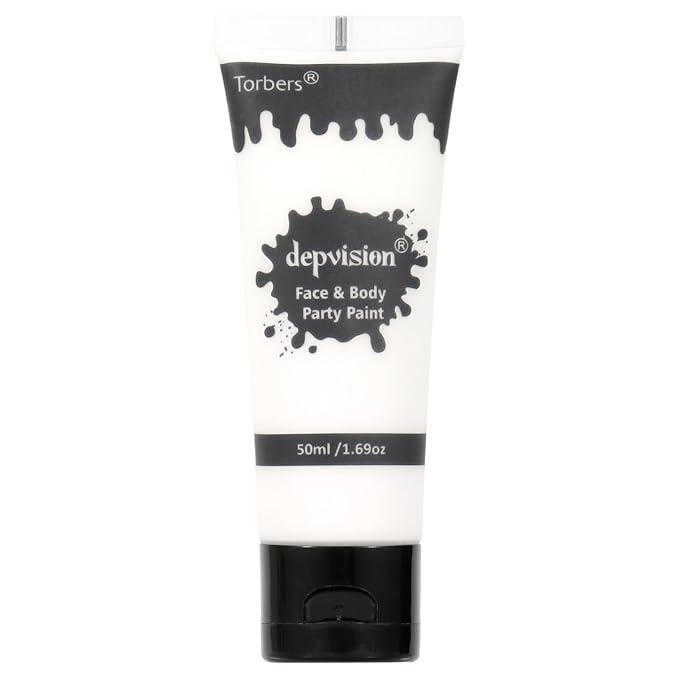 Depvision Face and Body Paint 1.7oz Cream Makeup 50ml Water Based Face Painting Special Effects For Adults Children Kids Halloween Christmas Party Stage Cosplay (White)
