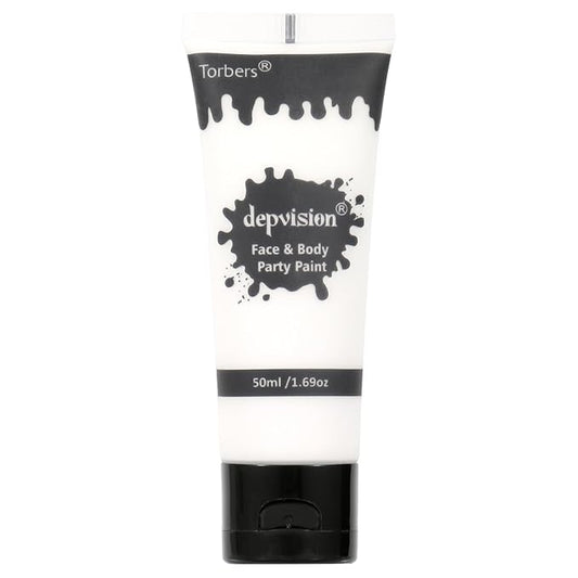 Depvision Face and Body Paint 1.7oz Cream Makeup 50ml Water Based Face Painting Special Effects For Adults Children Kids Halloween Christmas Party Stage Cosplay (White)