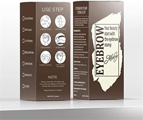 Eyebrow Stamp Stencil Kit - One-Step Eye Brow Stencil Kit with 24 Reusable Thin & Thick Eyebrow Stencils, Long-Lasting Waterproof & Smudge-Proof Brow Stamp Kit for Perfect Eye Makeup (Dark Brown)