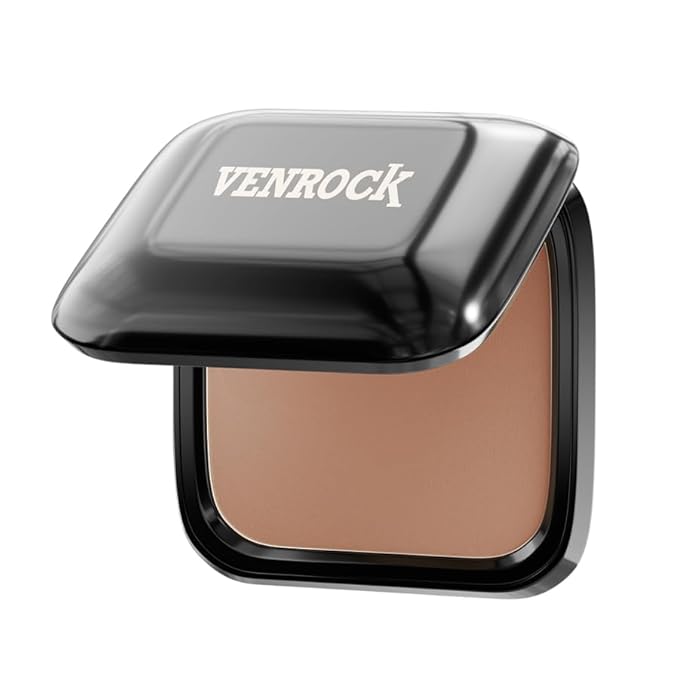 Venrock Soft Velvet Pressed Powder Long-lasting oil control,Natural lightweight finish,Gentle and non-irritating Brightens skin tone Quick touch-ups,Blurs pores,Concealing (03#Brown, 0.23 oz)