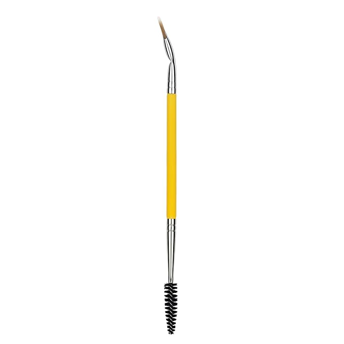Bdellium Tools Professional Makeup Brush - Studio Series 728 Double-ended Bent Lash Fan/Spoolie - With All-Vegan Synthetic Fibers, For Achieving Clean, Clump-free Mascara Application (Yellow, 1pc)