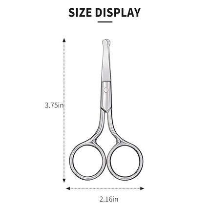 Small Scissors With Round Tip Design - Professional Grooming for Hair, Eyelashes, Nose, Eyebrow Trimming, Mustache - Will Not Hurt the Nasal Cavity