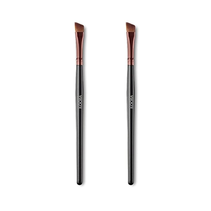 OWLFAVO Makeup Angle Eyeliner Kabuki Brush 2 Pcs - Portable Eye Powder Foundation Brush, Beauty Cosmetic Tool for Professional and Travel, Pack of 2