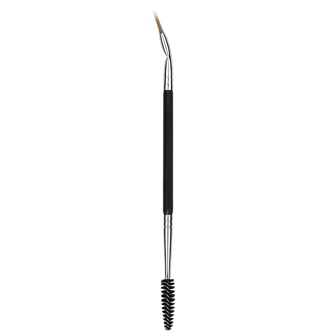 Bdellium Tools Professional Makeup Brush - Maestro Series 728 Double-ended Bent Lash Fan and Spoolie - With All-Vegan Synthetic Fibers, For Achieving Clean, Clump-free Mascara Application (Black, 1pc)