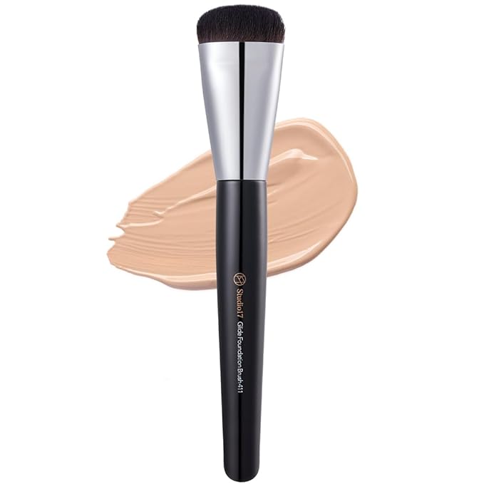 Glide Foundation Brush for Liquid Makeup | Liquid Flat Foundation Brush with Flat Top | Korean Makeup Brush with Super Micro Bristles | Studio Quality Makeup Tool