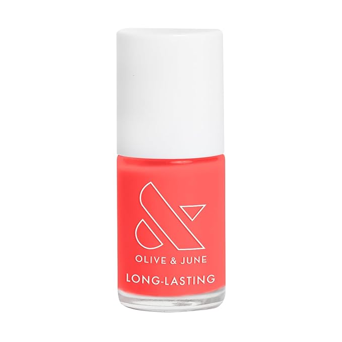 Olive & June Long Lasting Nail Polish | Plump, Gel-Like Finish, No Lamp Needed | Lasts up to 10 days | Salon-Quality at Home | 15-Free, Vegan & Cruelty-Free | Chip-Resistant | Perfect Pinwheel | Coral