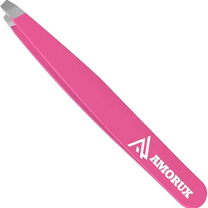 Amorux Eyebrow Tweezers For Women Facial Hair Professional hair removal Stainless Steel Tweezers for Ingrown Facial Hair, Splinter, and Daily Beauty (Black) (Pink)