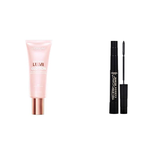 L'Oréal Paris Makeup True Match Lumi Glotion Fair 1.35oz & Telescopic Original Lengthening Mascara Carbon Black 0.27oz