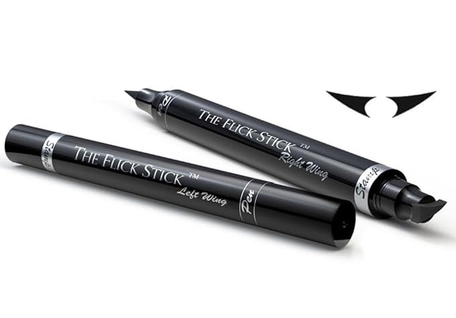 The Flick Stick Winged Eyeliner Stamp For Quick and Easy Cat Eye Makeup, SmudgeProof & Waterpoof Eye Liner Cat Eye Stencil Makeup Tool, Wingliner, Liquid Eyeliner Pens (12mm Vintage, Midnight Black)