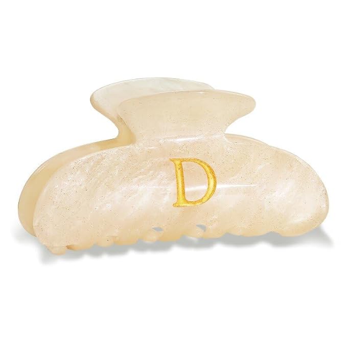 Acrylic Letter Hair Clips for Women - Monogram Hair Claw Alphabet Large Hair Clip, Fashion Glitter Claw Clips Elegant And Durable Hair Accessory, Letter D