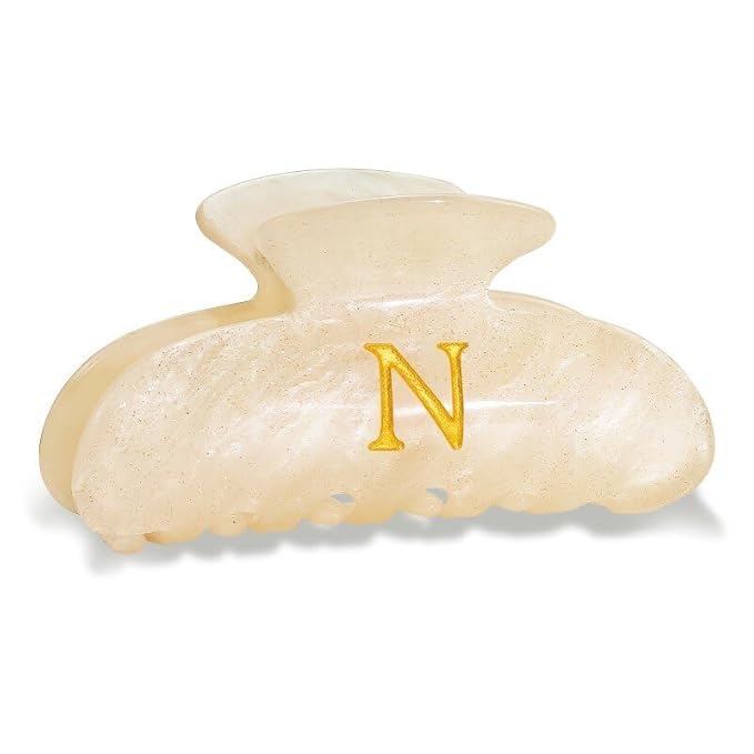 Acrylic Letter Hair Clips for Women - Monogram Hair Claw Alphabet Large Hair Clip, Fashion Glitter Claw Clips Elegant And Durable Hair Accessory, Letter N