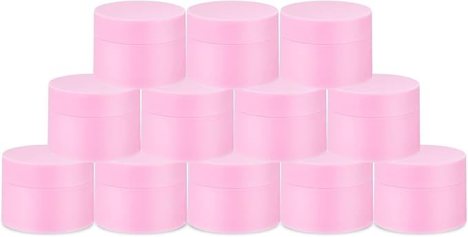 Plastic Containers Akamino White Plastic Lotion Jar with Inner Liners and Dome Lids for Make-up Cosmetic, Creams, Lotions, Refillable Travel Airtight Container Storage (1.25 Oz, 37 ML, 12 PCS, Pink)