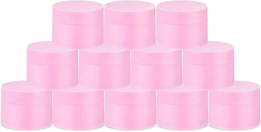 Plastic Containers Akamino White Plastic Lotion Jar with Inner Liners and Dome Lids for Make-up Cosmetic, Creams, Lotions, Refillable Travel Airtight Container Storage (1.25 Oz, 37 ML, 12 PCS, Pink)
