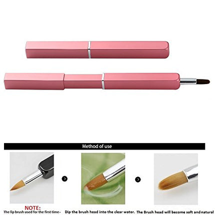 Exquisite Professional Lip Brush Applicators-Retractable Lipstick Brushes- Lipstick Gloss Makeup Brush Tool For Women and Girls (Pink)