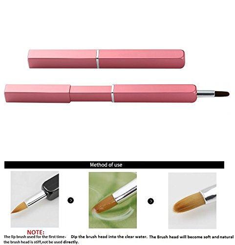 Exquisite Professional Lip Brush Applicators-Retractable Lipstick Brushes- Lipstick Gloss Makeup Brush Tool For Women and Girls (Pink)