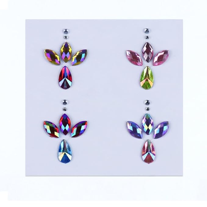 Facial Jewels Stickers, Makeup Accessories, Reusable Rhinestone Gems for Face Decoration, Stage Makeup, Party Glam (Face Gems(027))