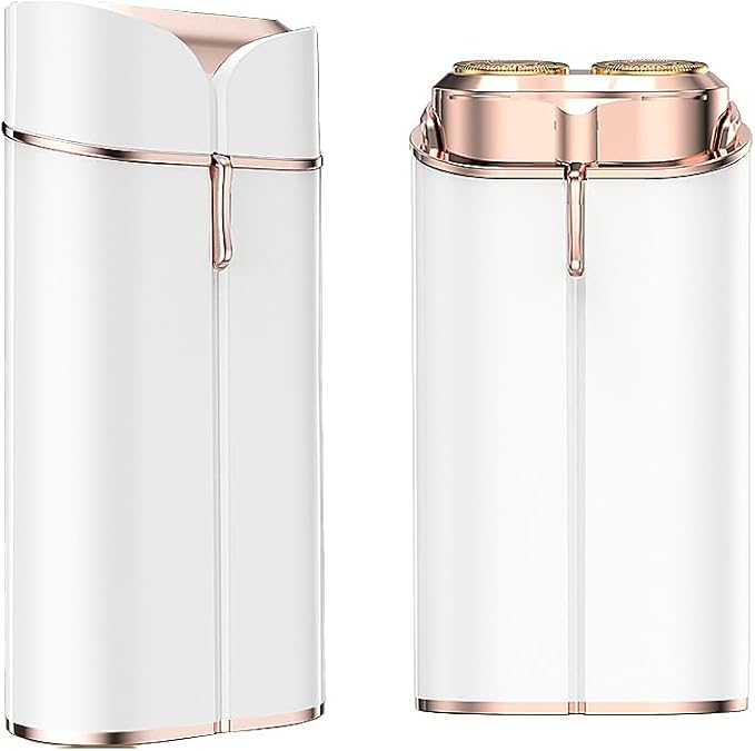 Facial Hair Removal for Women, Portable Painless Electric Shaver Device with Built-in LED, Wet/Dry Electric Razor Hair Remover Epilators for Face, Chin, Upper Lip and Arms (White-2025)