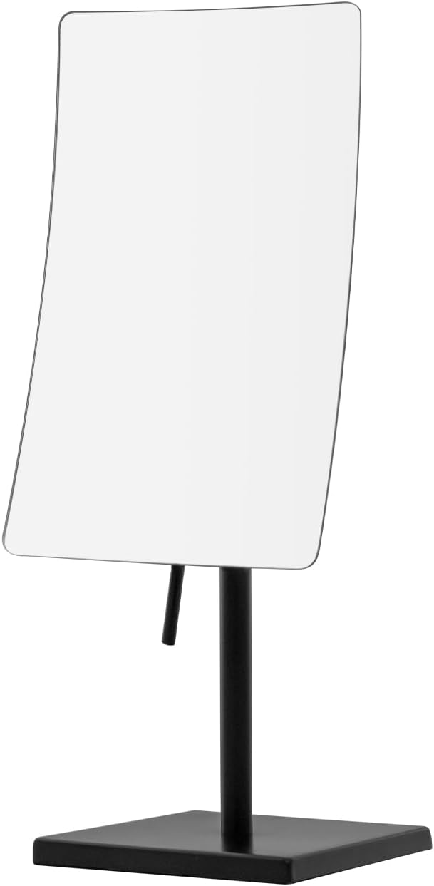 DOWRY 5X Tabletop Magnifying Makeup Mirror Adjustable Rectangular Vanity Mirror for Bedroom 304 Stainless Steel Matte Black