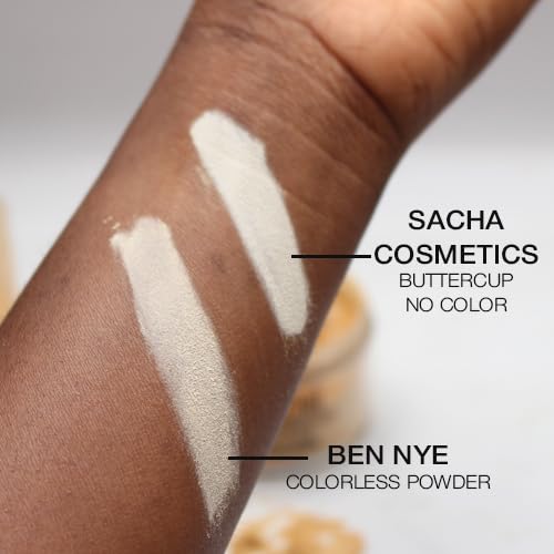 Sacha BUTTERCUP No Color Setting Powder. No Ashy Flashback. Blurs Fine Lines and Pores. Loose, Translucent Face Powder to Set Makeup Foundation or Concealer. For All Skin Tones, 1.75 oz.