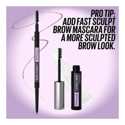 Maybelline Express Brow Ultra Slim Eyebrow Makeup, Brow Pencil with Precision Tip and Spoolie for Defined Eyebrows, Taupe (Packaging May Vary)